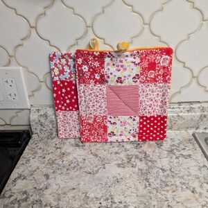 Patchwork Floral and Striped Pot Holders